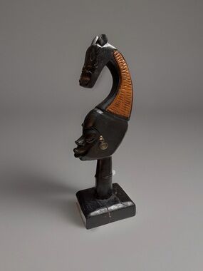 Vtg Hand Carved African  Female Tribal Black Brown Wood Figurine. 18.5” Tall